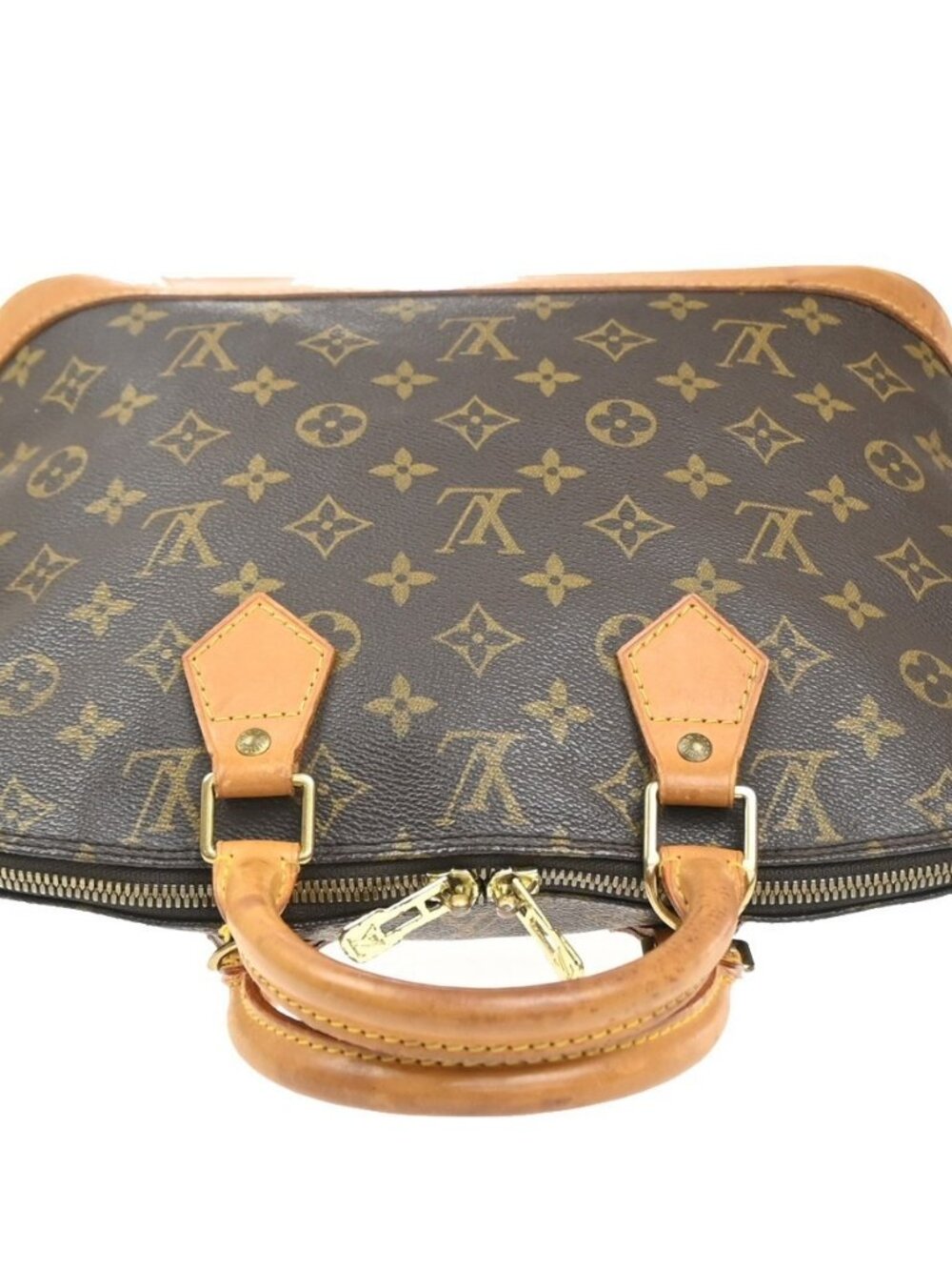 LOUIS VUITTON LV Logo Alma Hand Bag Monogram Leather Brown France M51130 73MA512 - Picture 6 of 15